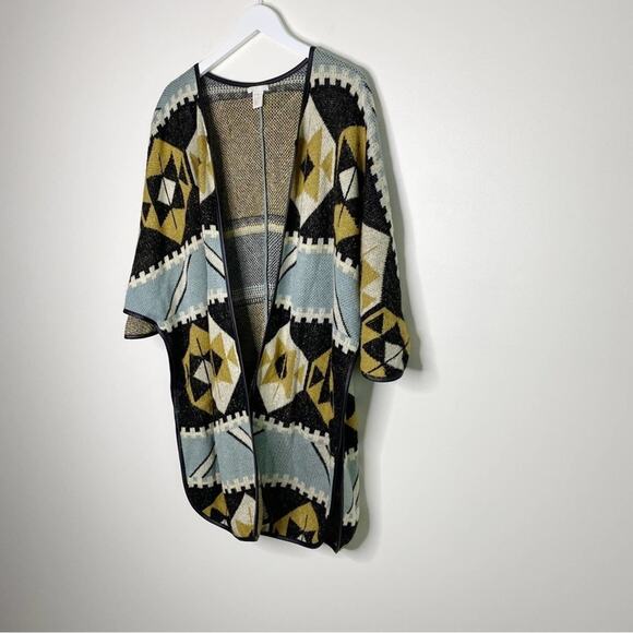 H&M | Southwest Aztec Print Long Poncho Cardigan - Picture 3 of 8